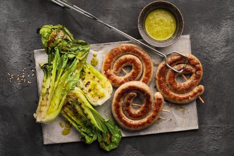 Grilled snails with pak choi