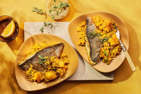 Pearl couscous allo zafferano con orata 