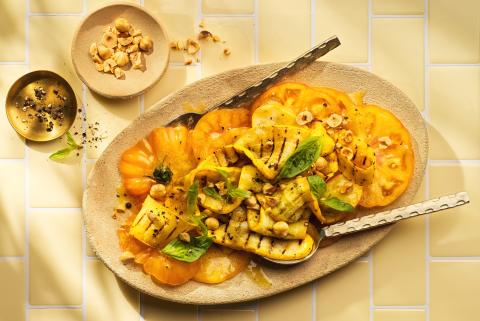 Grilled courgette salad