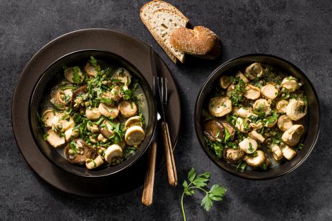 Kräuterseitlinge in Weisswein