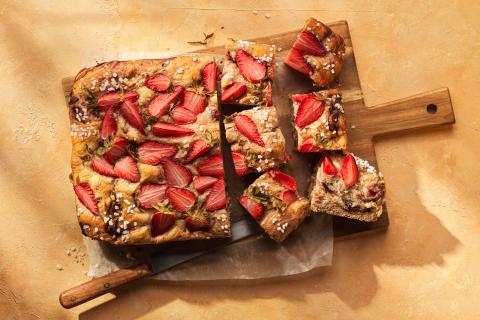Focaccia aux fraises et au chocolat