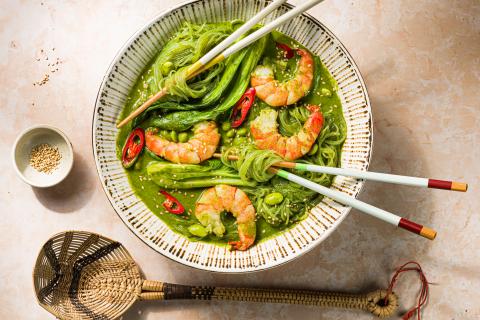Green-Soup mit Crevetten