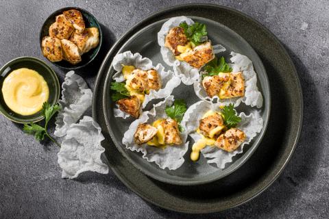 Tacos de riz au poulet et à la mayonnaise