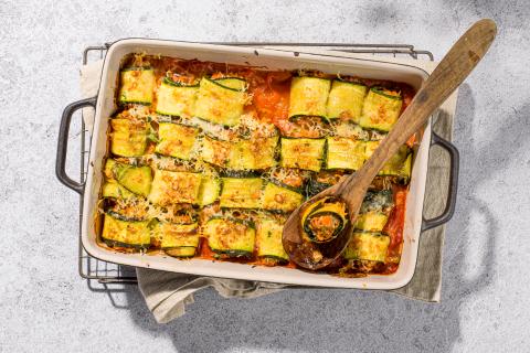 Roulés de courgettes au four