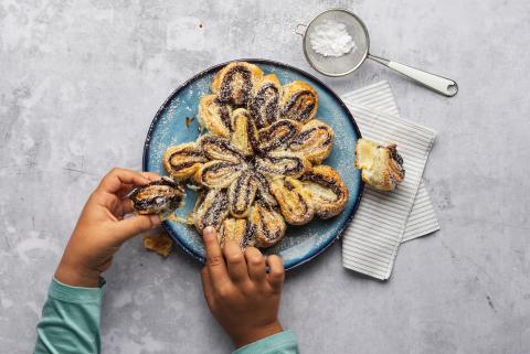 Blätterteig-Schokolade-Blume