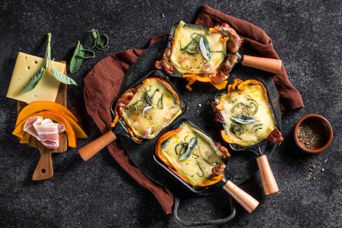 Squash and bacon raclette