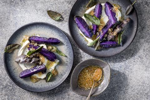 Kartoffeln mit Ricotta und Senfvinaigrette