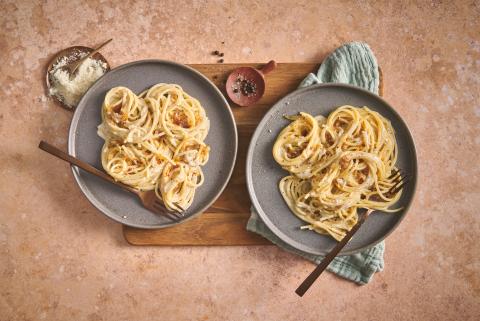 Spaghetti aux oignons caramélisés