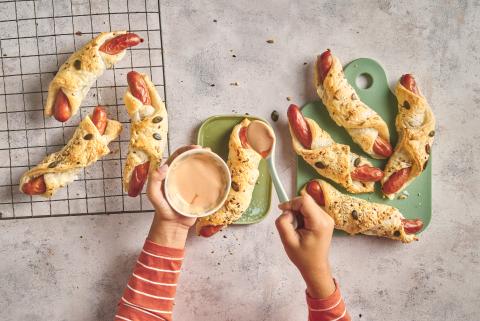 Hot dog in pasta sfoglia