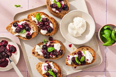 Blueberry burrata bruschette