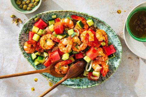 Salade de pastèque aux crevettes