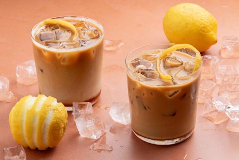 Iced coffee with lemon zest