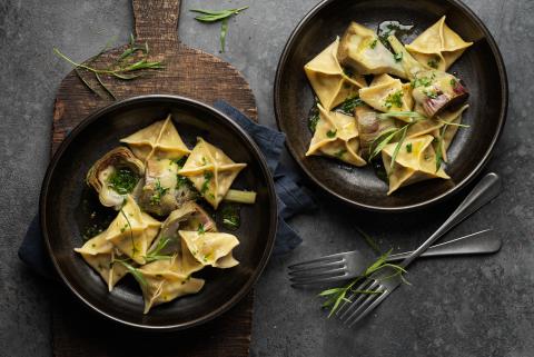 Fagottinis à la viande hachée et aux artichauts