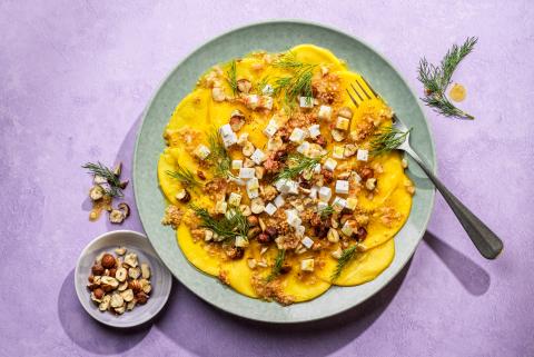 Carpaccio di mango con vinaigrette alla senape