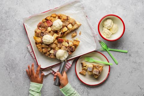 Pudding au pain et aux pommes