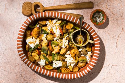 Kartoffelsalat mit Pfirsichen