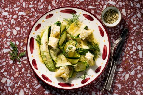 Courgettes with hemp seeds