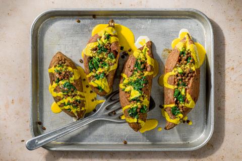 Patates douces farcies aux lentilles