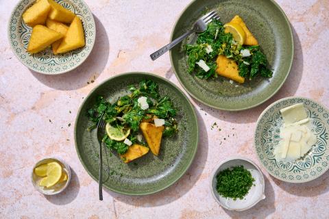 Polenta croustillante et beurre citron-chili