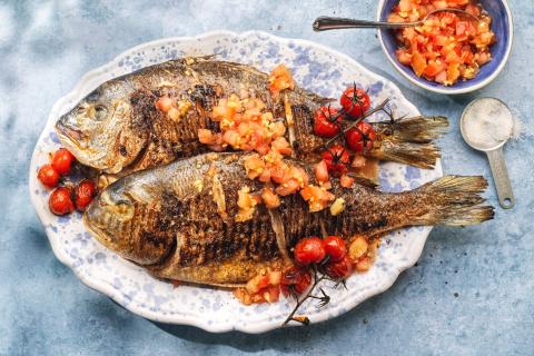 Sea bream with tomato & ginger salsa