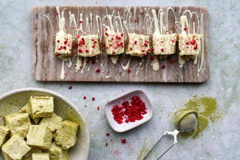 Matcha Marshmallows mit weisser Schokolade