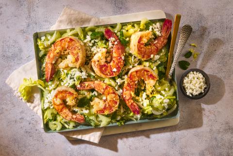 Crevettes grillées au céleri-branche