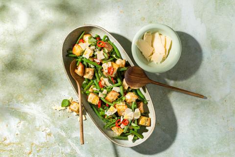 Panzanella mit grünen Bohnen