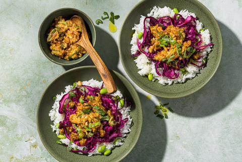 Crispy Tofu mit Rotkabis