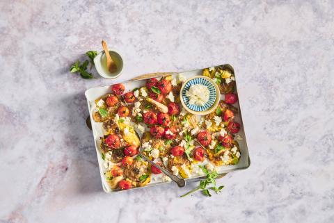 Smashed Kartoffeln mit Tomaten