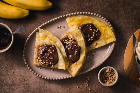 Crêpes de feuilles de riz à la banane