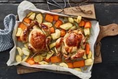 Poussins with root vegetables
