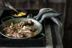 Involtini de veau, risotto au safran et légumes