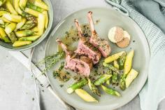 Rack of lamb with balsamic lemon butter and asparagus