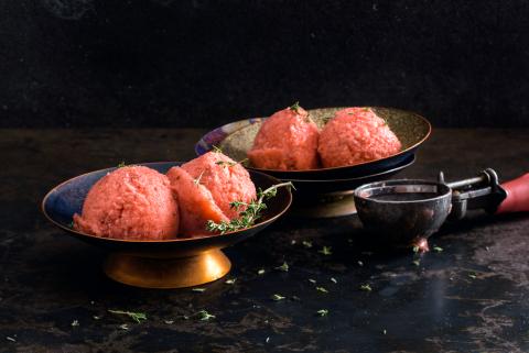 Strawberry and thyme sorbet
