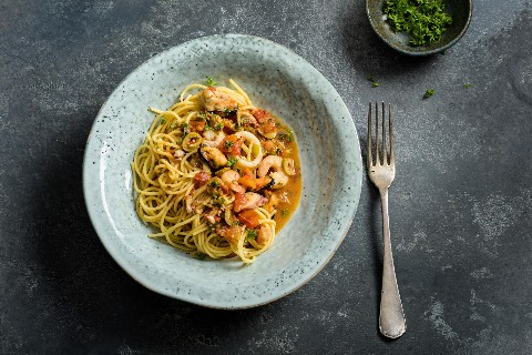 Spaghetti with seafood