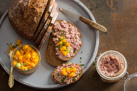 Duck terrine with apricot & squash chutney