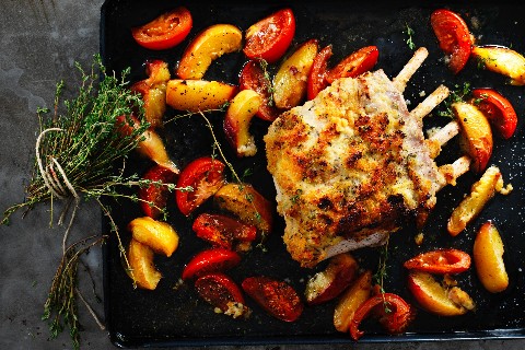 Side of pork with a peach crust