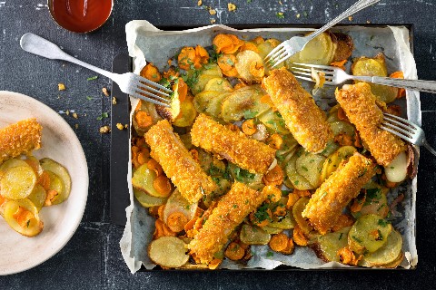 Fromage d'Italie croustillant et chips de légumes