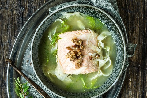 Salmon in an orange sauce