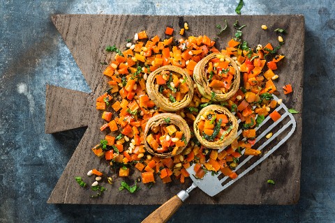 Artichokes with peperonata