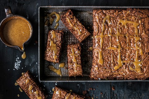 Brownies au chocolat, nappage caramel