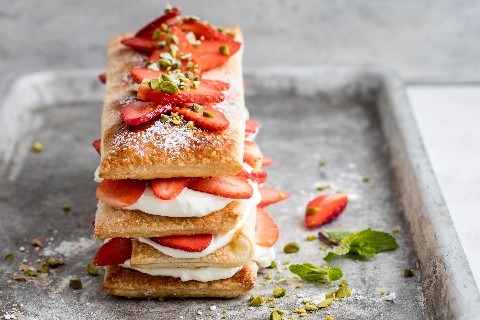 Millefeuille à la crème aux fraises