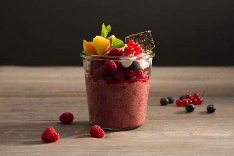 Pouding aux framboises et aux graines de chia