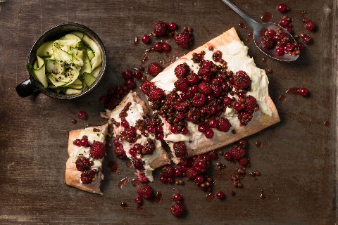 Salmon with berry topping