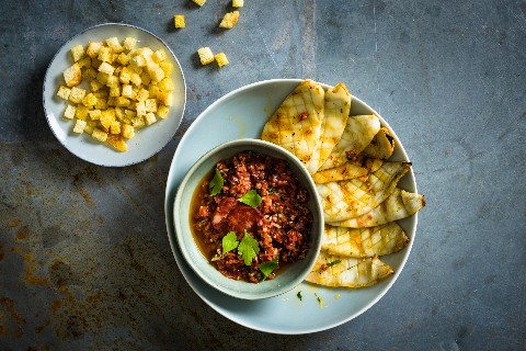 Calamari with chorizo salsa