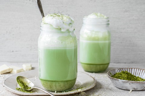 Matcha latte with white chocolate