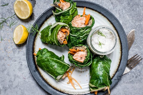 Feuilles de bette farcies au saumon