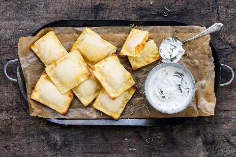 Baked butternut squash ravioli