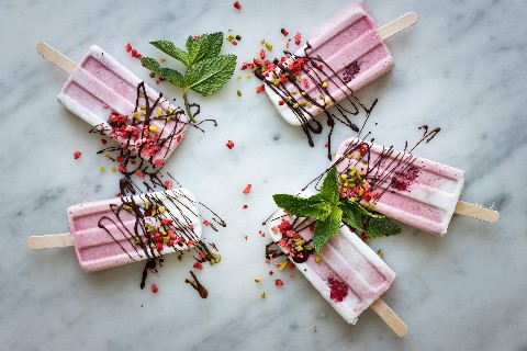 Raspberry and coconut ice lollies