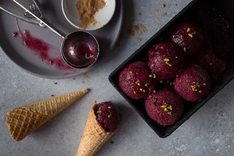 Plum and cinnamon sorbet